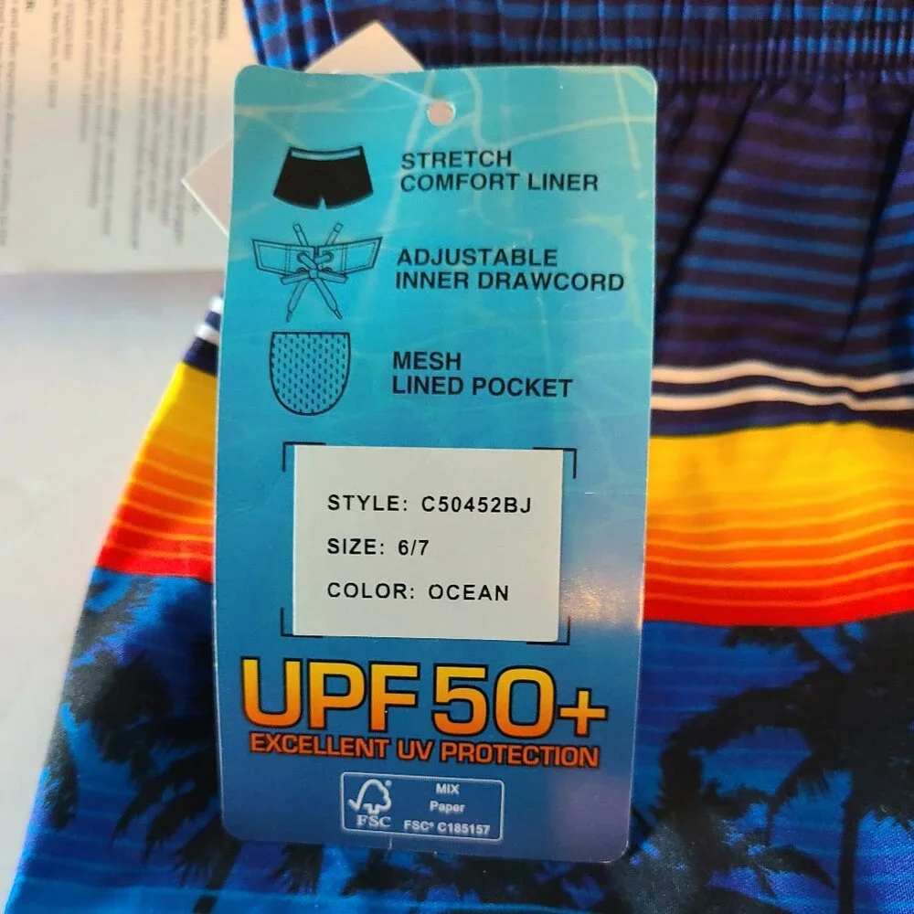 XEROXPOSUR SWIM SHORTS & GOGLES UPF 50 + OCEAN SHARK MOTIF SZ6/7